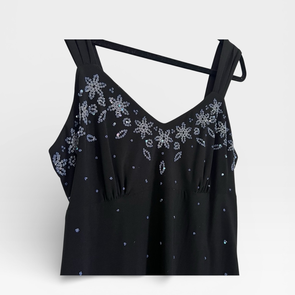 Elegant Black Beaded Sequin Dressy Tank Top - Picture 4 of 9